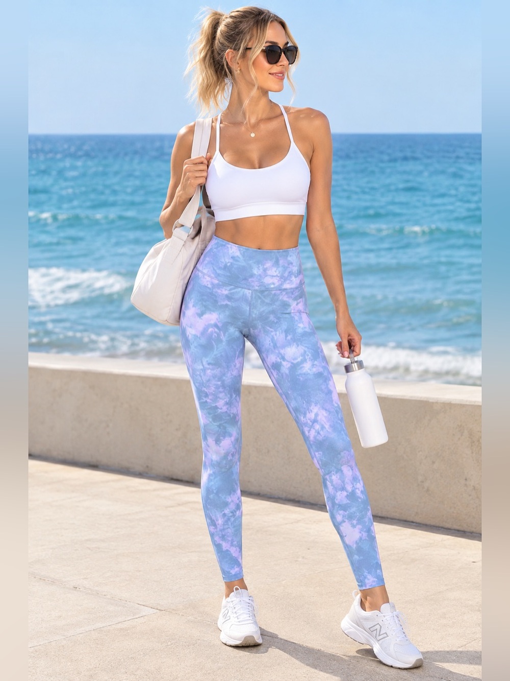 JoyLab  women’s Blue & Lavender Tie-Dye High-Waist Leggings size L NWT